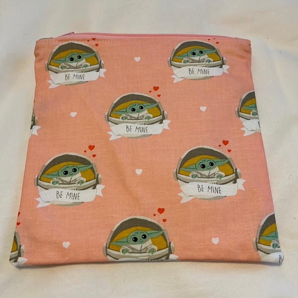 Baby yoda valentines pink reusable snack bag